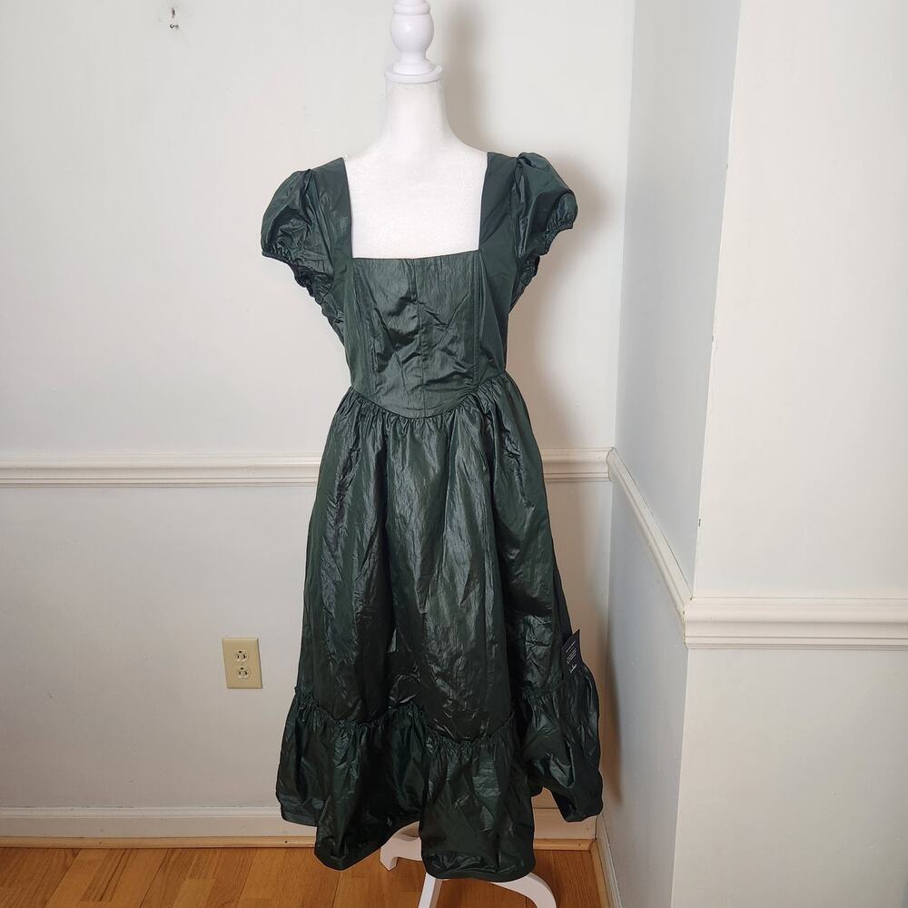 New Lulus Dress Medium Surely Chic Emerald Corset Midi Green WhimsiGoth Grunge